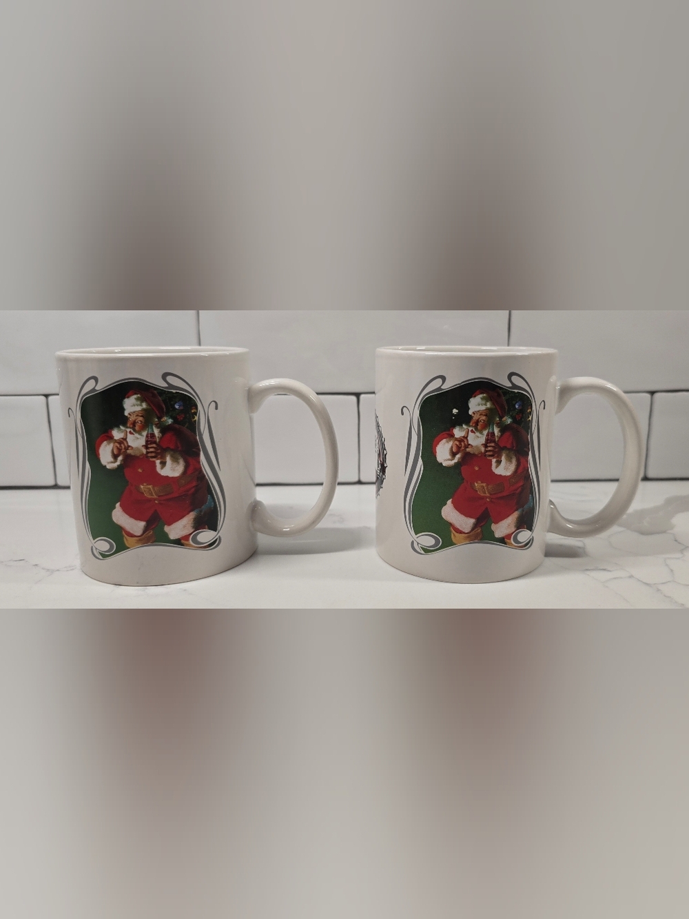​Vintage 2006 Coca Cola 75th Anniversary Santa Coffee Mugs - Set of 2
